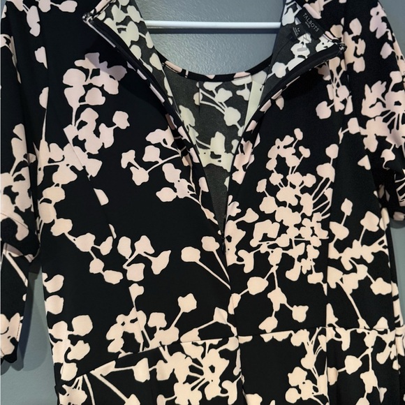 Talbots Black and White A-Line Midi Dress with Flutter Sleeves - Picture 4 of 8